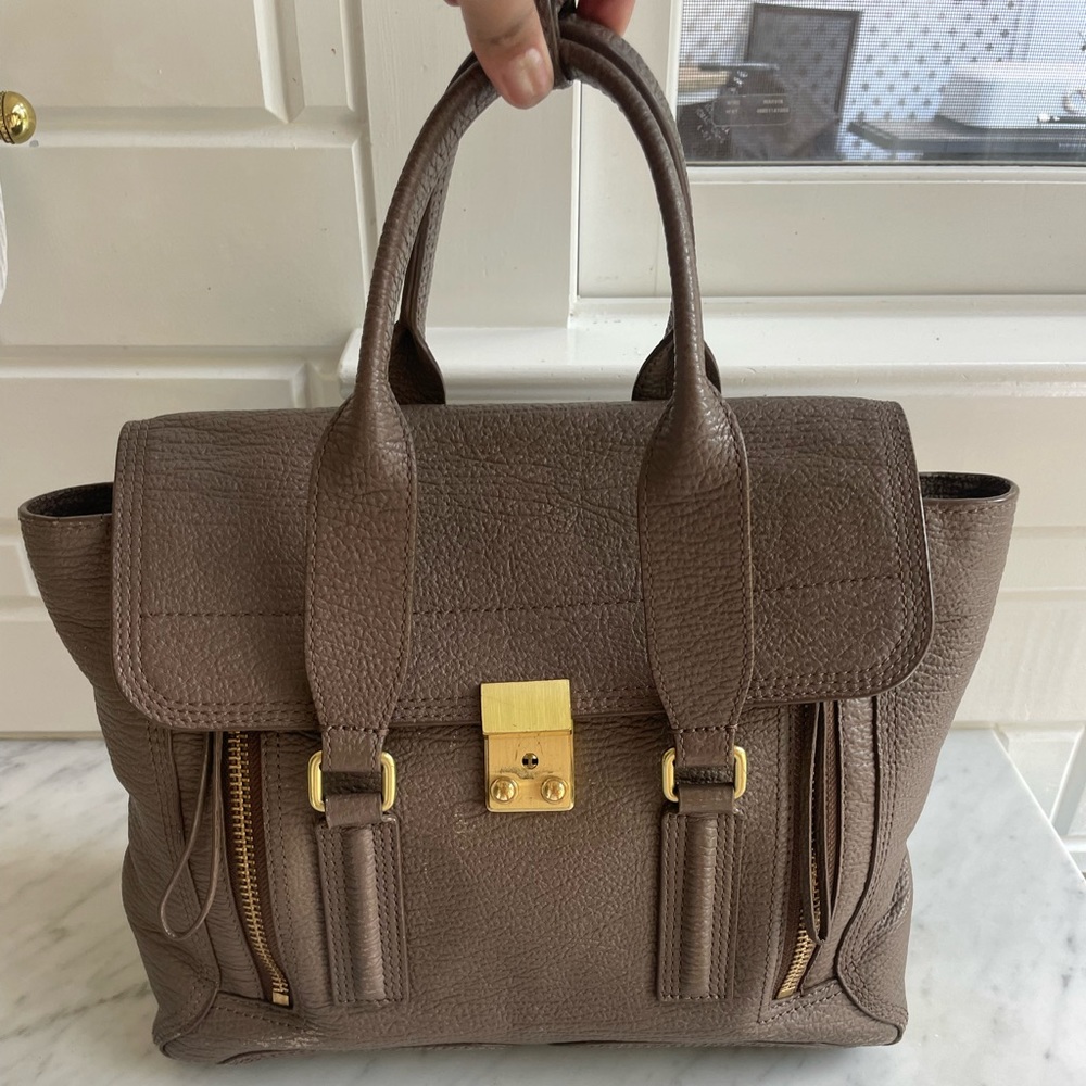 3.1 Phillip Lim Pashli Medium Leather Satchel in Feather grey